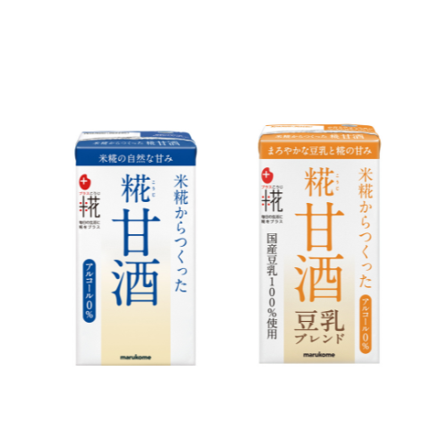 【定期販売】プラス糀 糀甘酒 ・豆乳ブレンド（ストロー付）125ml×18本×各1箱